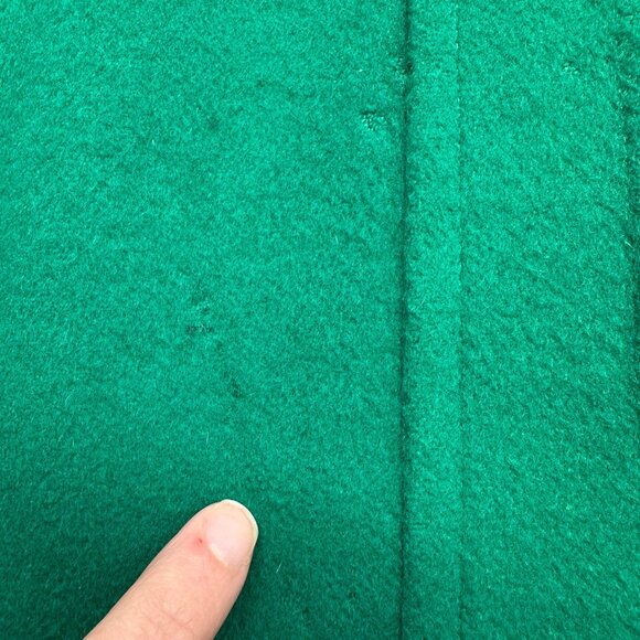 Vintage Womens Green Wool Coat Size 8 1980s Leather Accents Winter Zip Buttons - Picture 8 of 9